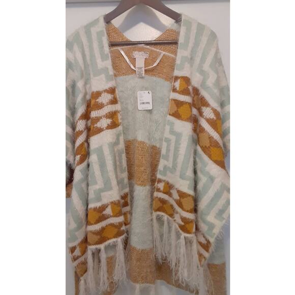 NWT - Free People Diamondback Cozy Kimono Poncho Soft Southwest Boho Ivory O/S - Picture 6 of 7